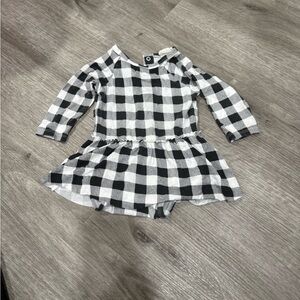 Plaid Black and White Skirted Bodysuit